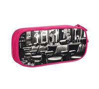 Yyoretp Grande capacità barbiere negozio monocromatico stampa astuccio matita caso, doppio strato cerniera trucco sacchetto matita scatola organizer., rosa, Taglia unica, Beauty Case