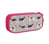 Yyoretp Grande capacità Beagle Patterns stampa matita caso, doppio strato cerniera trucco sacchetto matita scatola organizer., rosa, Taglia unica, Beauty Case