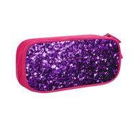 Yyoretp Grande capacità bella viola glitter stampa matita caso, doppio strato cerniera trucco sacchetto matita scatola organizer., rosa, Taglia unica, Beauty Case