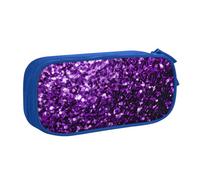 Yyoretp Grande capacità bella viola glitter stampa matita caso, doppio strato cerniera trucco sacchetto matita scatola organizer., Blu, Taglia unica, Beauty Case