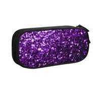 Yyoretp Grande capacità bella viola glitter stampa matita caso, doppio strato cerniera trucco sacchetto matita scatola organizer., Nero , Taglia unica, Beauty Case