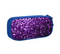 Yyoretp Grande capacità bella viola glitter stampa matita caso, doppio strato cerniera trucco sacchetto matita scatola organizer., Blu, Taglia unica, Beauty Case