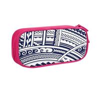 Yyoretp Grande capacità blu polinesiano Maori Tribal Pattern Print Pencil Case, doppio strato cerniera trucco Pouch Pencil Box Organizer., rosa, Taglia unica, Beauty Case