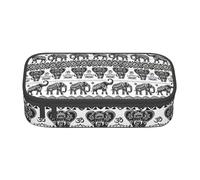 Yyoretp Grande capacità Bohemian Elephant Pattern Print Pencil Case Large Pencil Pouch Stationery Pen Bag per forniture per ufficio., Nero , Taglia unica, Con tasca per il