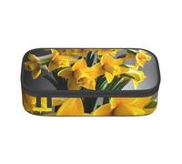 Yyoretp Grande capacità bouquet di narcisi stampa astuccio grande astuccio cancelleria penna borsa per forniture per ufficio., Nero , Taglia unica, Con tasca per il