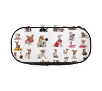 Yyoretp Grande Capacità Carino Chihuahua Pug Pattern Stampa Matita Caso Grande Matita Sacchetto Cancelleria Penna Sacchetto per Forniture per Ufficio