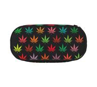 Yyoretp Grande capacità colorato foglie di cannabis stampa matita caso grande matita sacchetto cancelleria penna borsa per forniture per ufficio