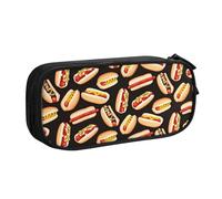 Yyoretp Grande capacità divertente cibo hot dog stampa matita caso, doppio strato cerniera trucco sacchetto matita organizzatore, Nero , Taglia unica, Beauty Case
