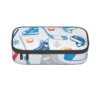 Yyoretp Grande capacità Hockey Elements creativo fantasia stampa matita caso grande astuccio cancelleria penna borsa per forniture per ufficio., Nero , Taglia unica, Con tasca per il
