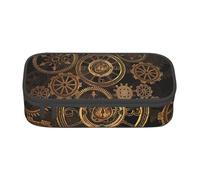 Yyoretp Grande capacità ingranaggi orologio bronzo secolo stampa matita caso grande matita sacchetto cancelleria penna borsa per forniture per ufficio., Nero , Taglia unica, Con tasca per il