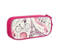 Yyoretp Grande capacità La Torre di Parigi e un astuccio con stampa bicicletta, doppio strato cerniera trucco sacchetto matita scatola organizer., rosa, Taglia unica, Beauty Case