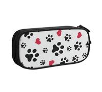 Yyoretp Grande capacità Love Cat Paw Heart Puppy Foot Print Pencil Case, doppio strato cerniera trucco Pouch Pencil Box Organizer., Nero , Taglia unica, Beauty Case