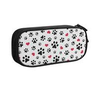 Yyoretp Grande capacità Love Cat Paw Heart Puppy Foot Print Pencil Case, doppio strato cerniera trucco Pouch Pencil Box Organizer., Nero , Taglia unica, Beauty Case