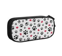Yyoretp Grande capacità Love Cat Paw Heart Puppy Foot Print Pencil Case, doppio strato cerniera trucco Pouch Pencil Box Organizer., Nero , Taglia unica, Beauty Case
