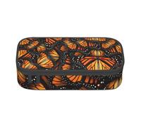 Yyoretp Grande capacità mucchi di farfalle monarca arancioni stampa astuccio grande astuccio cancelleria penna borsa per forniture per ufficio., Nero , Taglia unica, Con tasca per il