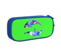 Yyoretp Grande capacità Orca Killer Whale stampa matita caso, doppio strato cerniera trucco sacchetto matita organizzatore, Blu, Taglia unica, Beauty Case