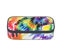 Yyoretp Grande capacità orso danza tie dye stampa matita astuccio grande astuccio cancelleria penna borsa per forniture per ufficio., Nero , Taglia unica, Con tasca per il
