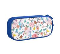 Yyoretp Grande capacità romantico fantasia floreale uccelli farfalla stampa matita caso, doppio strato cerniera trucco sacchetto matita organizzatore, Blu, Taglia unica, Beauty Case