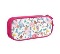 Yyoretp Grande capacità romantico fantasia floreale uccelli farfalla stampa matita caso, doppio strato cerniera trucco sacchetto matita organizzatore, rosa, Taglia unica, Beauty Case