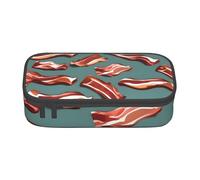Yyoretp Grande capacità Streaky Bacon modello stampa matita caso grande matita sacchetto cancelleria penna borsa per forniture per ufficio., Nero , Taglia unica, Con tasca per il