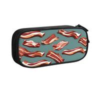 Yyoretp Grande capacità Streaky Bacon modello stampa Pencil Case, doppio strato cerniera trucco Pouch Pencil Box Organizer., Nero , Taglia unica, Beauty Case