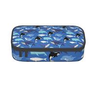 Yyoretp Grande capacità Whale Pattern Print Pencil Case Large Pencil Pouch Stationery Pen Bag per forniture per ufficio., Nero , Taglia unica, Con tasca per il
