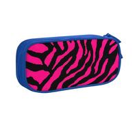 Yyoretp Grande capacità Zebra Tiger Leopard Pink Print Pencil Case, doppio strato cerniera trucco Pouch Pencil Box Organizer., Blu, Taglia unica, Beauty Case