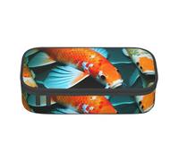 Yyoretp HD Koi Fish Print Pencil Case Grande Capacità Storage Pouch Holder Office Organizer Cosmetic Makeup Box