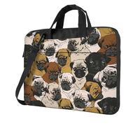 YYORETP Imagen De Pug - Borsa per computer portatile, con tracolla singola, compatibile con computer portatili da 13 a 16 pollici, Nero , 13 inch
