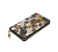 Yyoretp Imagen De Pug Print Premium Leather Zip Around Wallet per donne e uomini libretto degli assegni blocco RFID