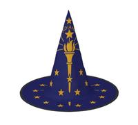 Yyoretp Indiana State Flag Print Halloween Costume Strega Cappello di Natale Cappelli per Cosplay Carnevale Partito Decorazione