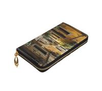 Yyoretp Italian Old Street Print Premium Leather Zip Around Wallet per donne e uomini con copertina per libretto degli assegni blocco RFID