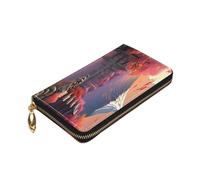 Yyoretp Japan Mount Fuji Landscape Print Premium Leather Zip Around Wallet per donne e uomini copertina libretto degli assegni RFID blocco