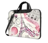Yyoretp La Torre di Parigi e una borsa per computer portatile con stampa bicicletta, custodia portatile a spalla singola, compatibile con 13-16 pollici, Nero , 14 inch