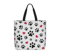 Yyoretp Love Cat Paw Heart Puppy Foot Print Large Capacity Tote Bag con cerniera, borsa a tracolla riutilizzabile per la spesa per lo shopping