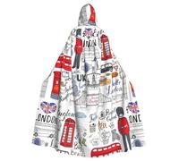 Yyoretp Mantella unisex per adulti, con stampa "I Love London", mantello con cappuccio per Halloween, morte, vampiro, cosplay, costumi