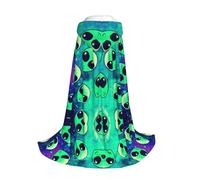 Yyoretp Mantello lungo con cappuccio con stampa alieni verdi per bambini, per carnevale, Halloween, cosplay