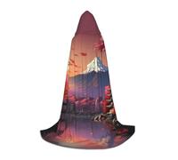 Yyoretp Mantello lungo con cappuccio con stampa del Monte Fuji del Giappone per bambini, per carnevale, Halloween, cosplay