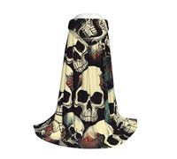 Yyoretp Mantello lungo con cappuccio con stampa di scheletro per bambini, per carnevale, Halloween, cosplay