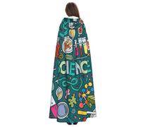 Yyoretp Mantello lungo con cappuccio per adulti con stampa a tema scienza dei cartoni animati, per cosplay, Halloween, carnevale, mantelli da strega.