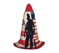 Yyoretp Mantello lungo con cappuccio per bambini con stampa patriottica dei soldati militari statunitensi, per carnevale, Halloween, cosplay