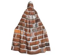 Yyoretp Mantello unisex con cappuccio per adulti, con stampa a muro di mattoni, per Halloween, morte, vampiro, cosplay, costumi