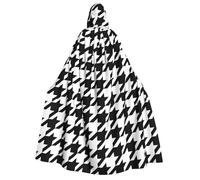 Yyoretp Mantello unisex con cappuccio per adulti con stampa pied de poule nero mantelli per Halloween cosplay morte vampiro costumi