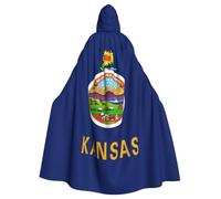 Yyoretp Mantello unisex con cappuccio per adulti Kansas State Flag Print Mantello con cappuccio per Halloween Death Vampire Cosplay Costumi