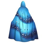 Yyoretp Mantello unisex per adulti, celeste, note musicali, stampa con cappuccio, per Halloween, morte, vampiro, cosplay, costumi