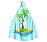 Yyoretp Mantello unisex per adulti, con stampa 3D di palme, mantello con cappuccio, per Halloween, morte, vampiro, cosplay, costumi