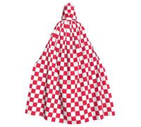 Yyoretp Mantello unisex per adulti, con stampa a quadri bianchi, con cappuccio, per Halloween, morte, vampiro, cosplay, costumi