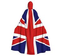 Yyoretp Mantello unisex per adulti, con stampa bandiera inglese, mantello con cappuccio per Halloween, morte, vampiro, cosplay, costumi