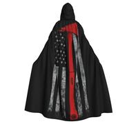 Yyoretp Mantello unisex per adulti con stampa bandiera rossa da pompiere per Halloween, morte, vampiro, cosplay, costumi