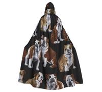 Yyoretp Mantello unisex per adulti, con stampa di bulldog inglesi, mantello con cappuccio, per Halloween, morte, vampiro, cosplay, costumi